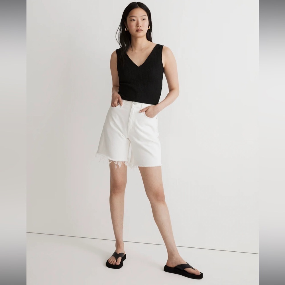 Madewell Black Ribbed V-Neck Tank Top